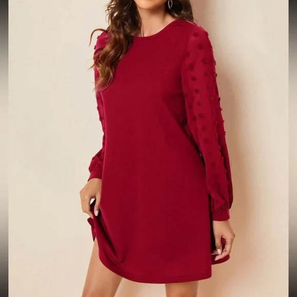 SHEIN Swiss Dot Side Dress Sz: M - Picture 3 of 5